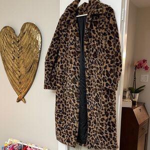 Leopard Print Faux Fur Coat